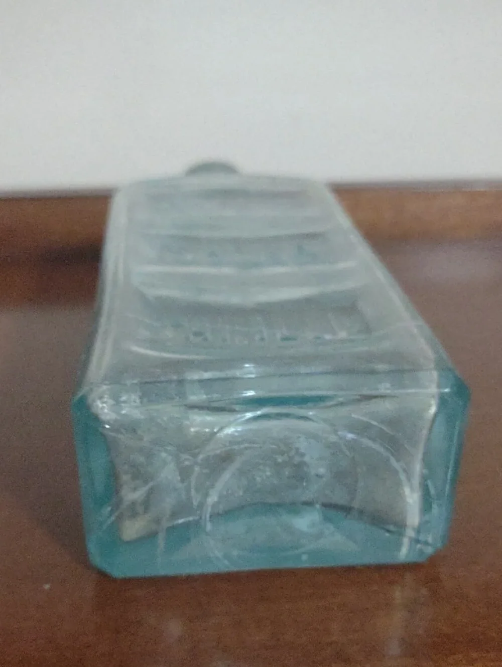 Hoods Sarsa Parilla Clear Aqua Glass Bottle Decorative Vase